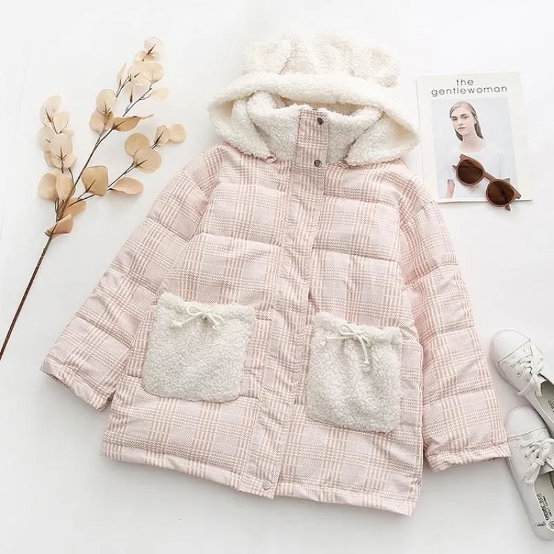 Bear Ears Pink Cute Cotton Coat MK15688