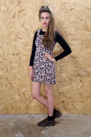 Black Sleeveless Shift Dress with Floral Print