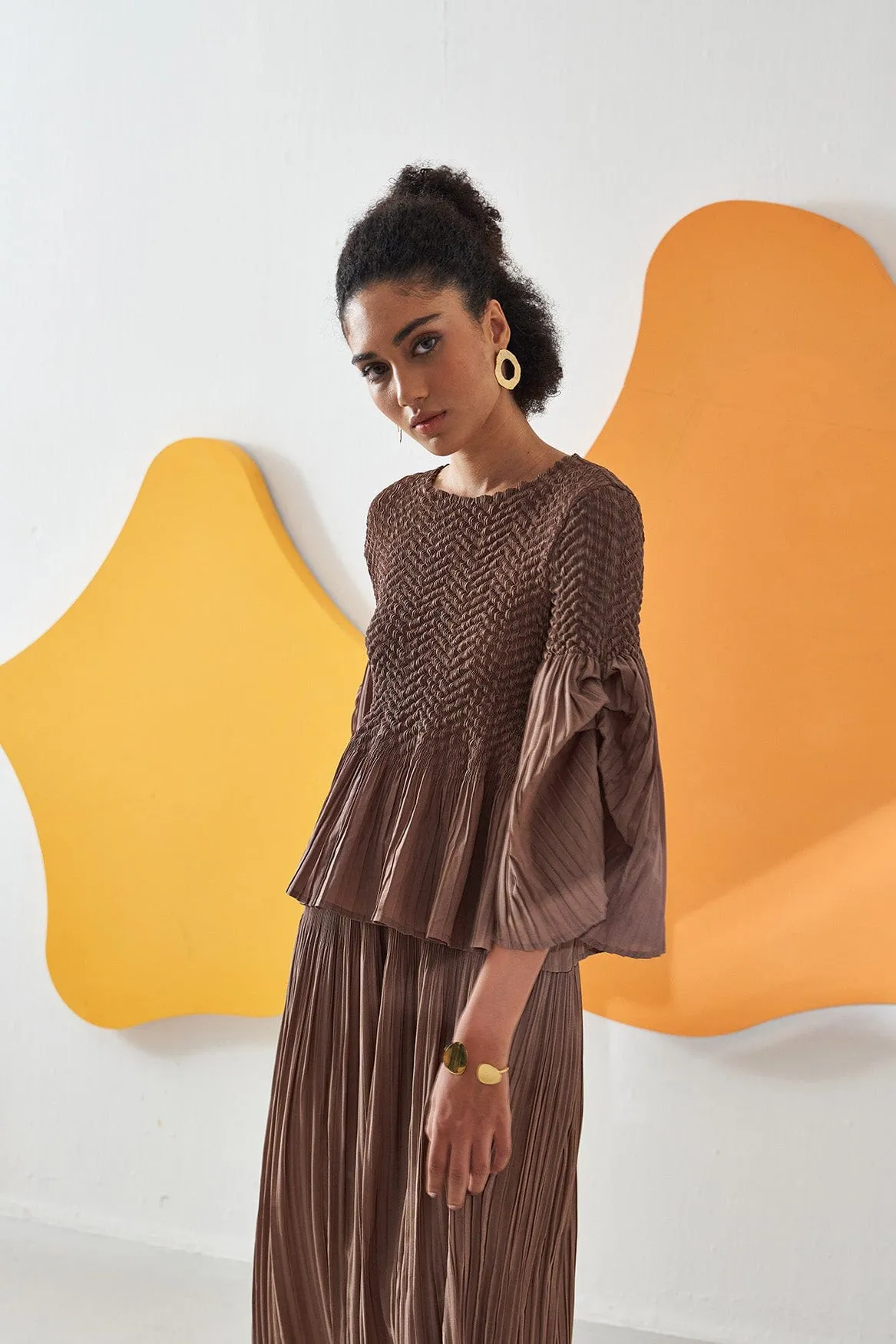 BROWN WEAVEY COORD SET