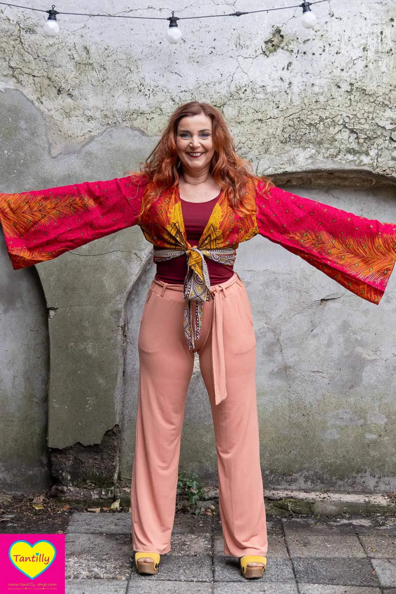 Butterfly wrap cardigan - flame
