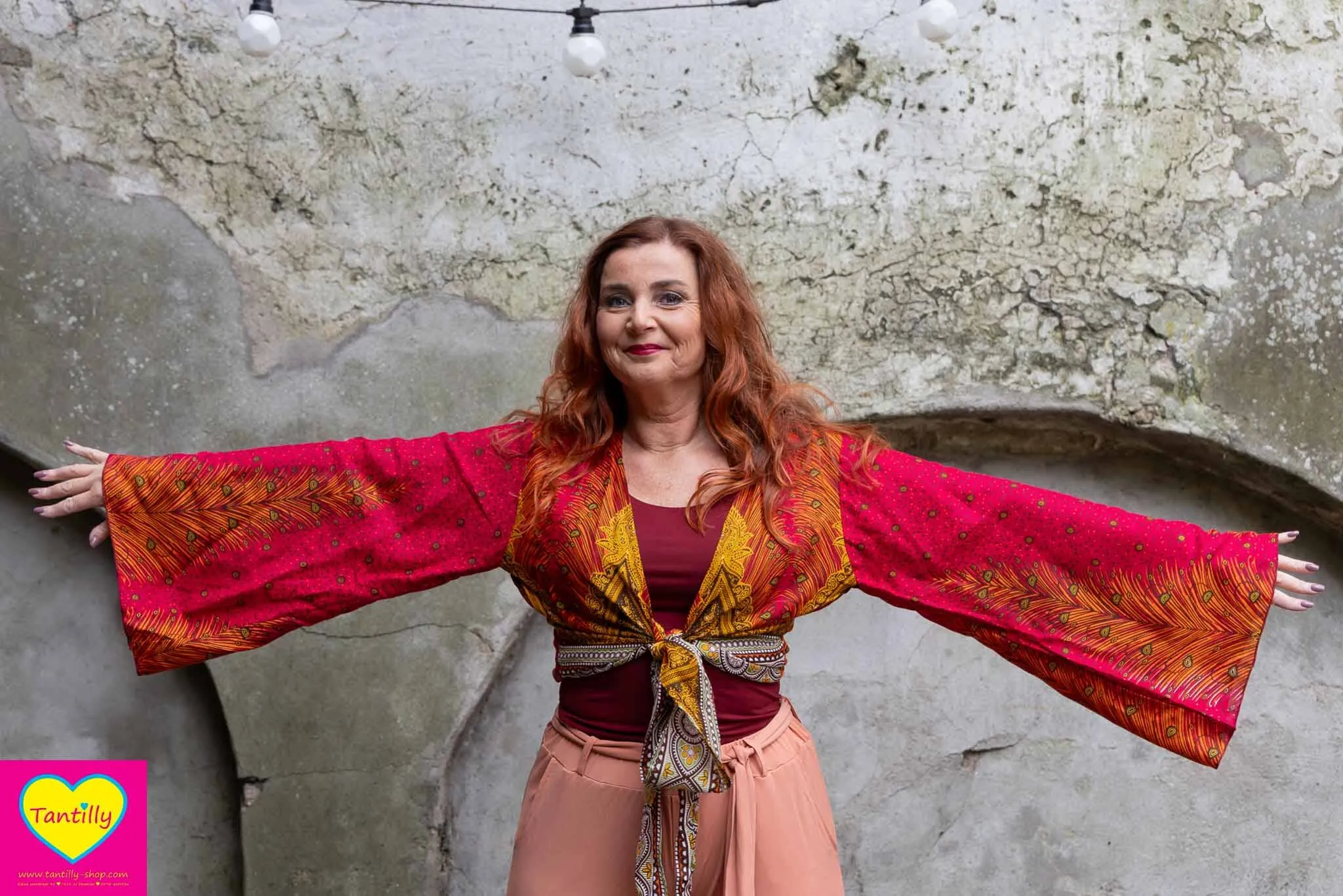 Butterfly wrap cardigan - flame
