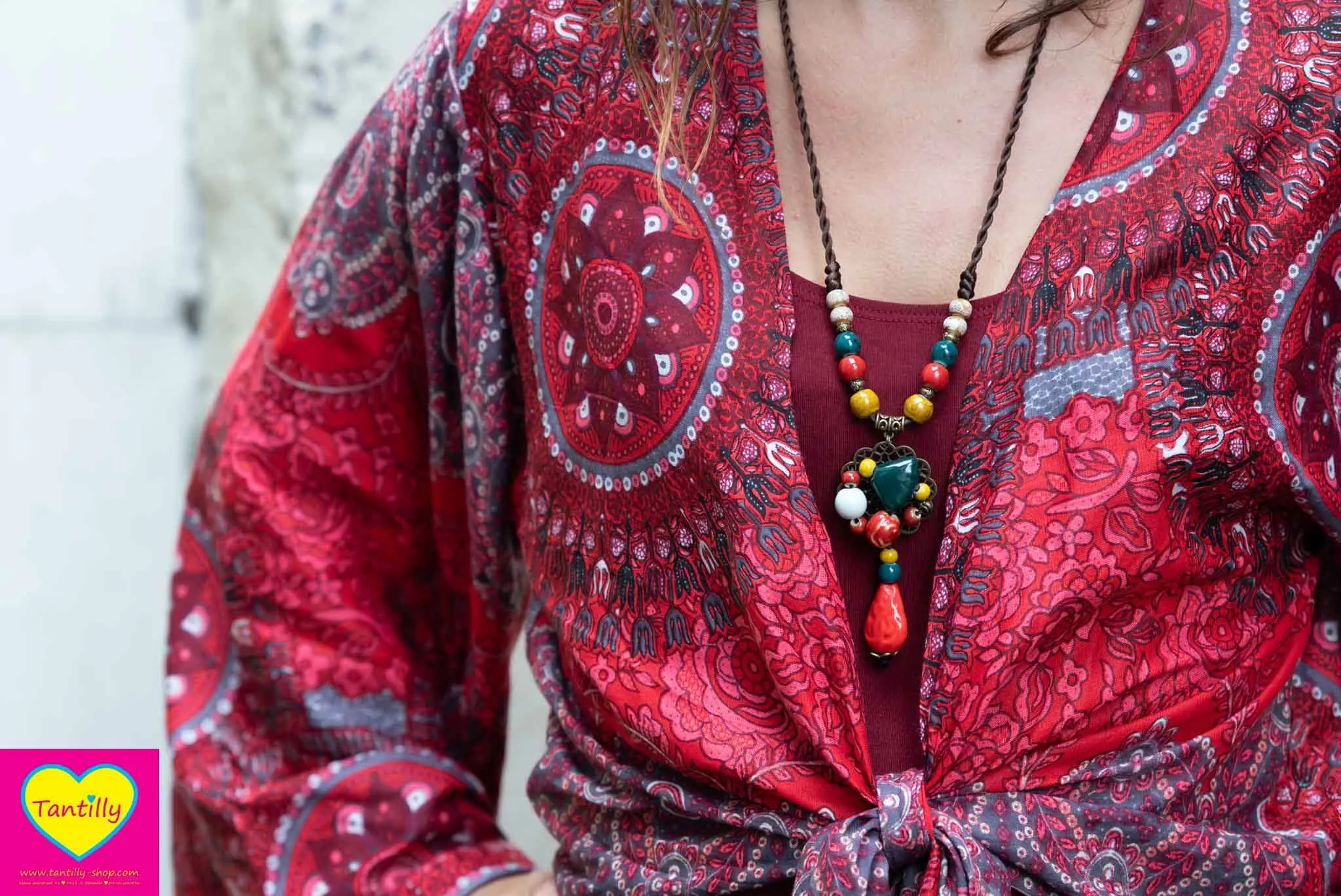 Butterfly wrap cardigan - red velvet - rayon