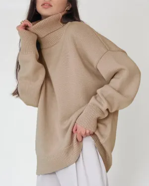 Camisola Chaleur em Malha Oversize Gola Alta