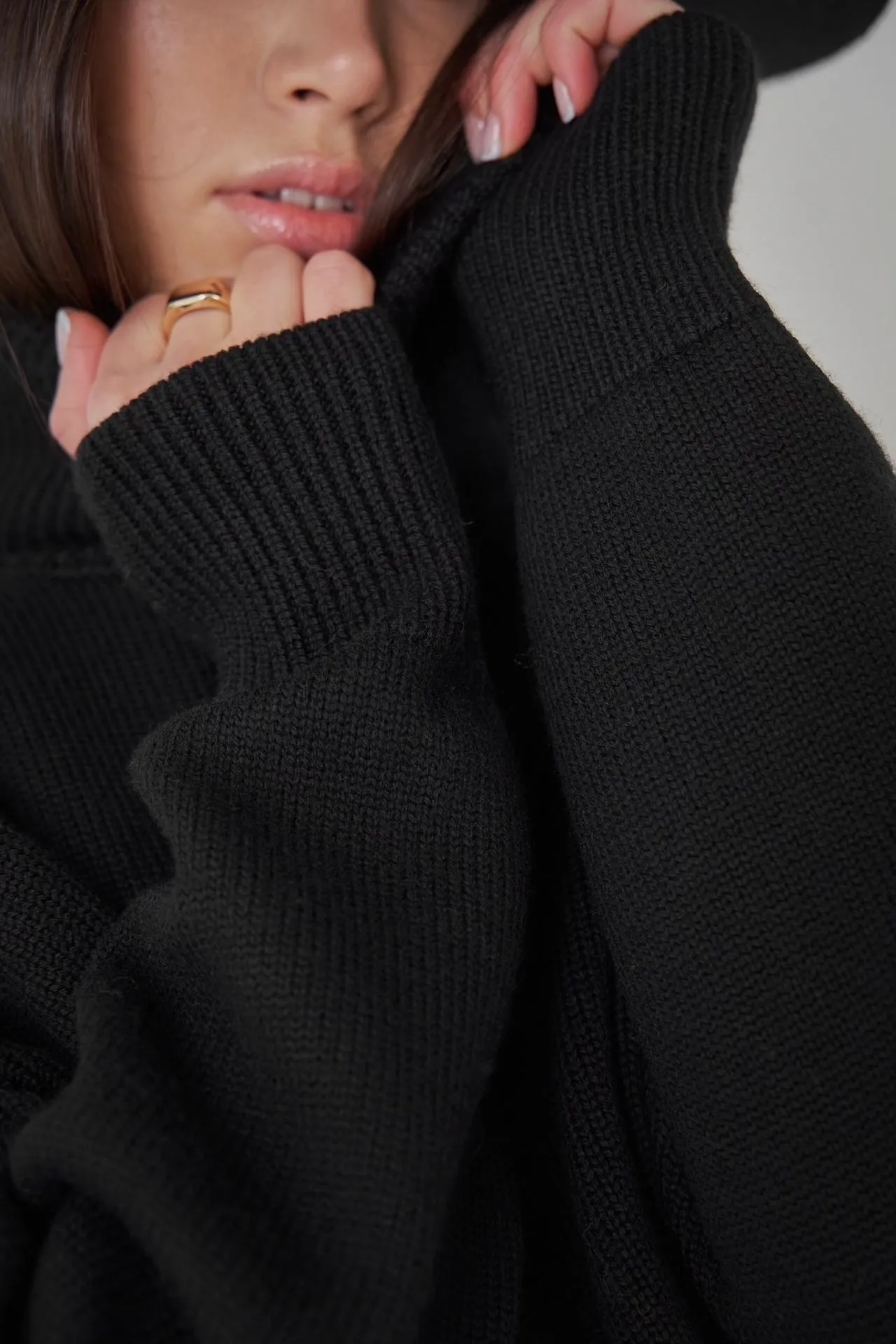 Camisola Chaleur em Malha Oversize Gola Alta