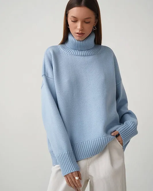 Camisola Chaleur em Malha Oversize Gola Alta