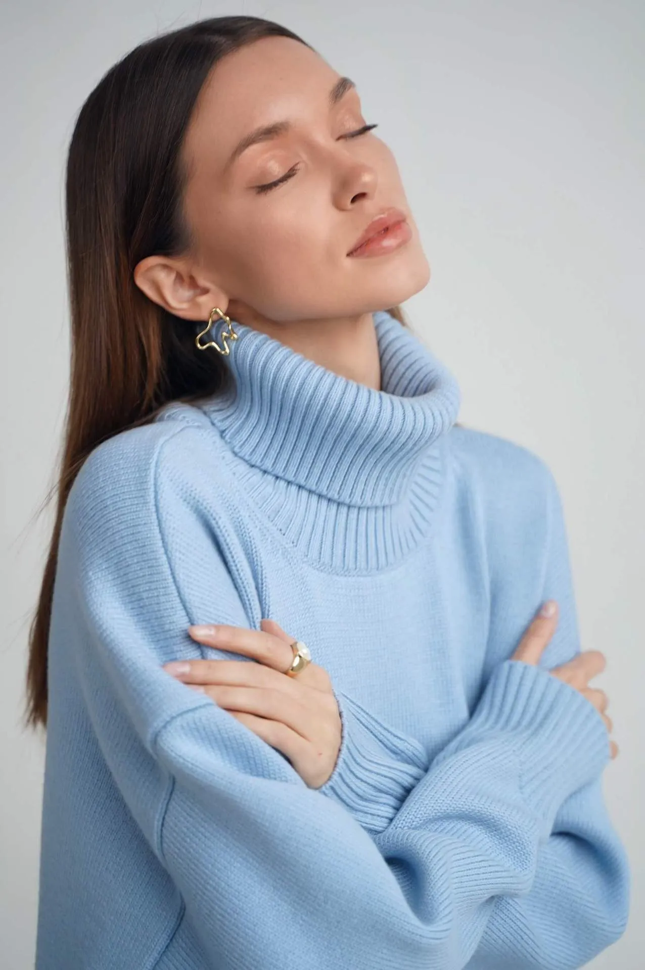Camisola Chaleur em Malha Oversize Gola Alta