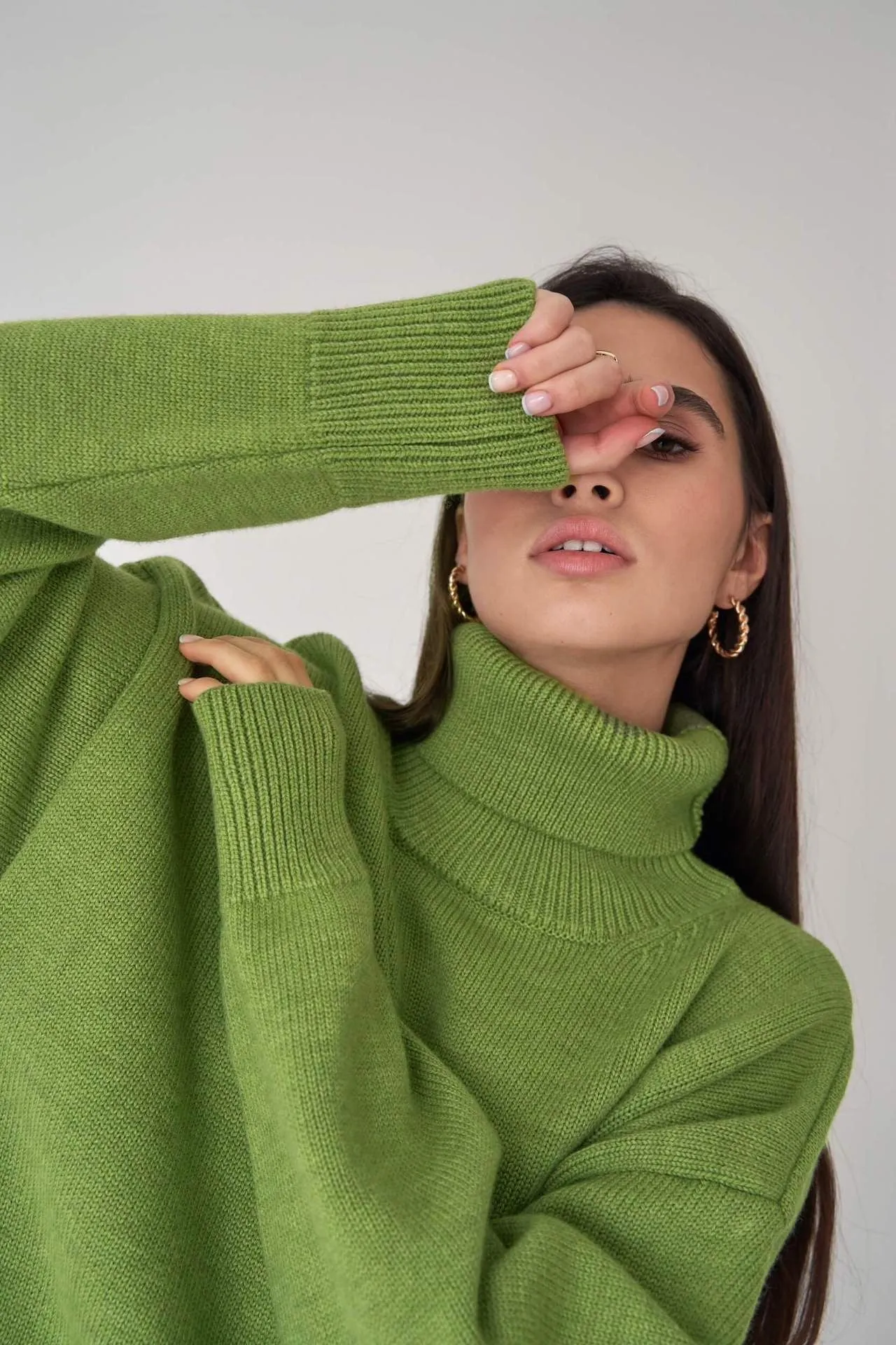 Camisola Chaleur em Malha Oversize Gola Alta