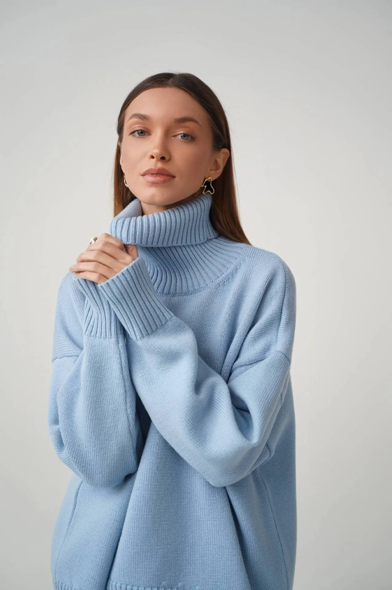 Camisola Chaleur em Malha Oversize Gola Alta