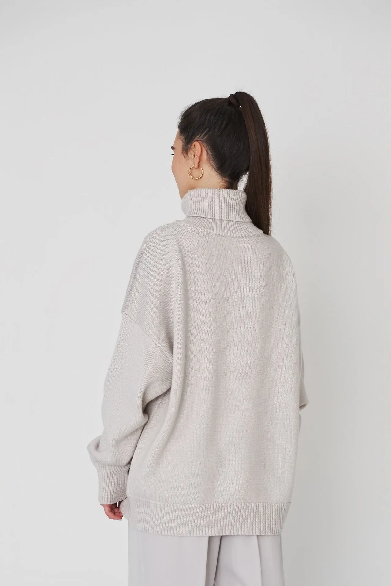 Camisola Chaleur em Malha Oversize Gola Alta