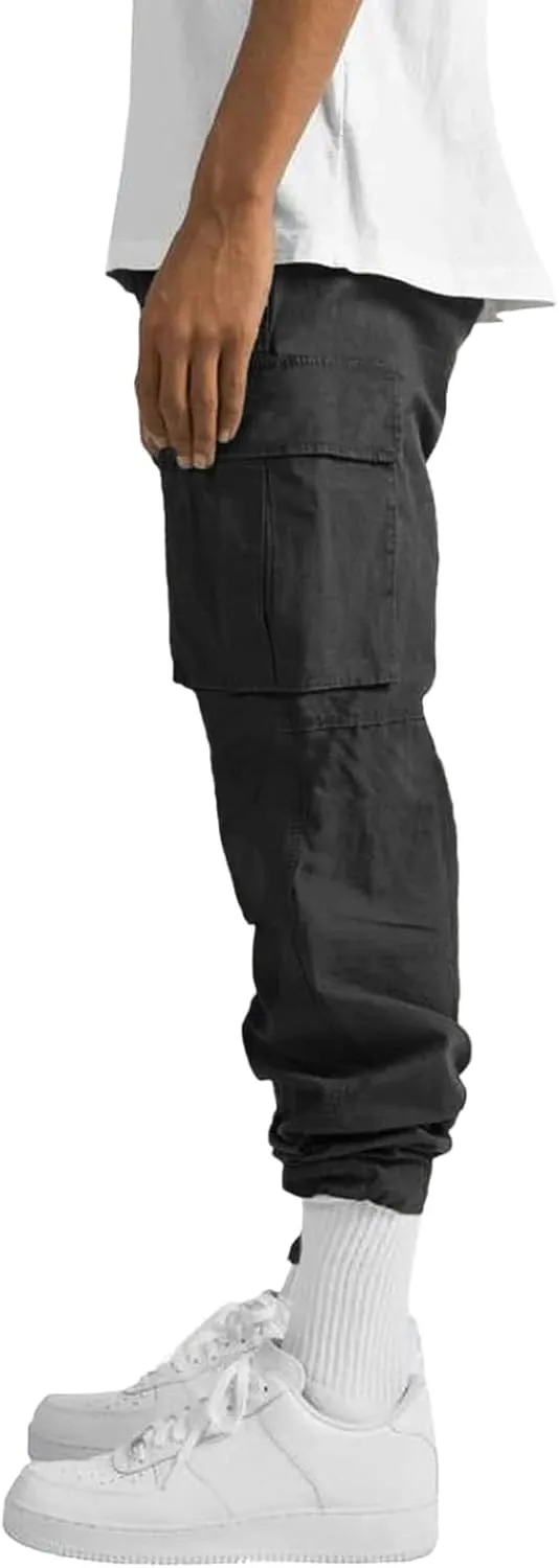 Cargo Sweatpants for Men Big and Tall Waist Plaid Casual Pants Gym Workout Athletic Pants Mens Outdoors Jogger Pants