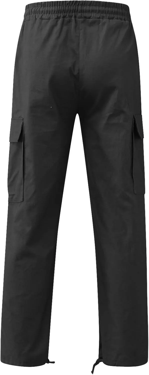 Cargo Sweatpants for Men Big and Tall Waist Plaid Casual Pants Gym Workout Athletic Pants Mens Outdoors Jogger Pants