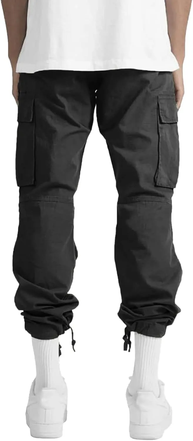 Cargo Sweatpants for Men Big and Tall Waist Plaid Casual Pants Gym Workout Athletic Pants Mens Outdoors Jogger Pants