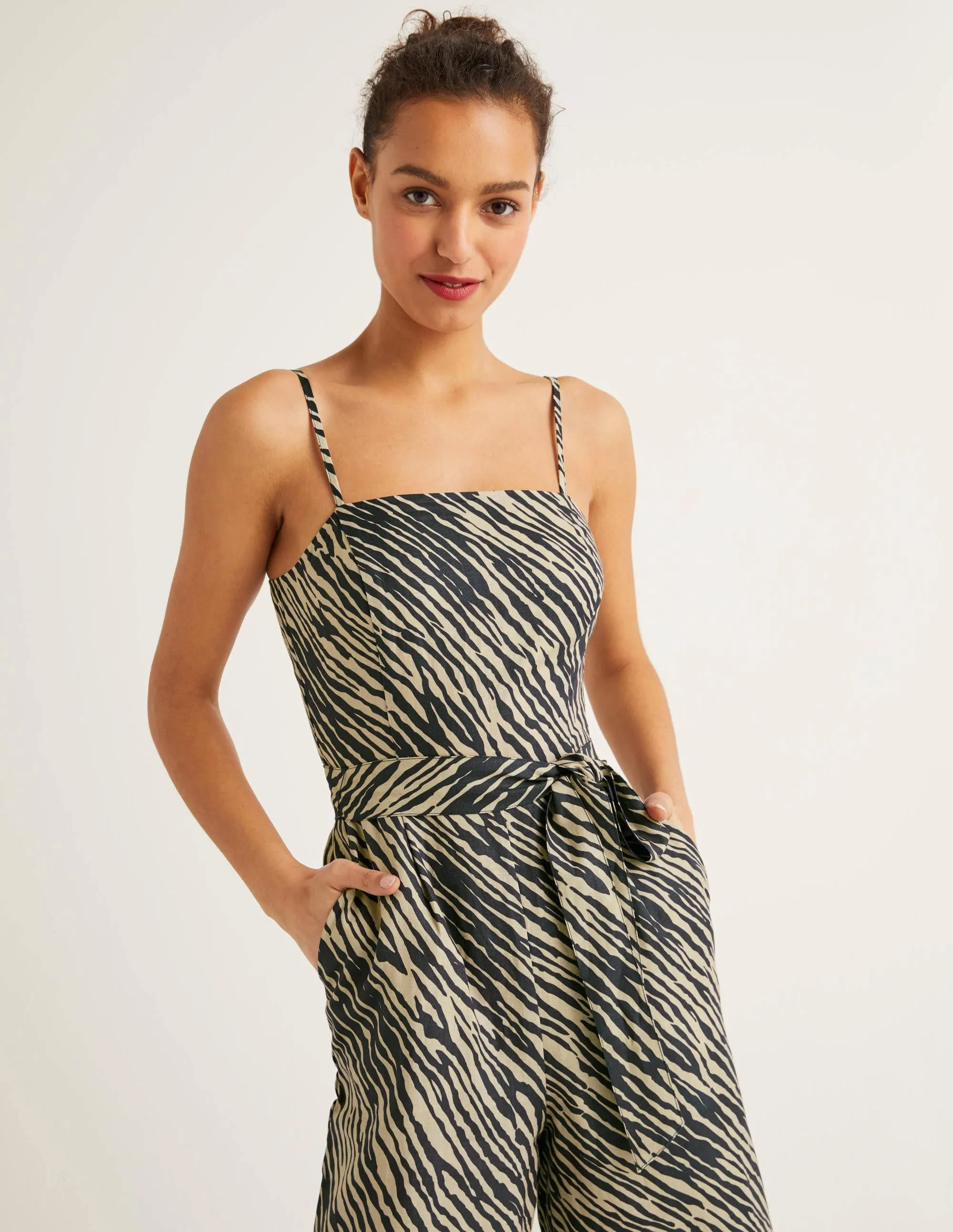 Colette Linen Jumpsuit-Animal