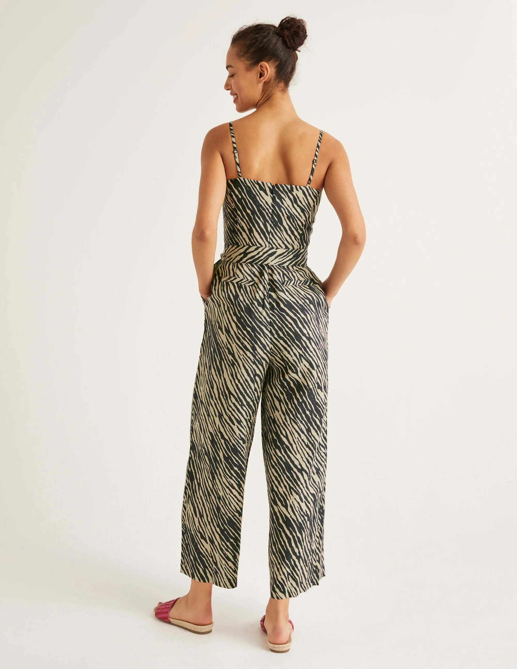 Colette Linen Jumpsuit-Animal