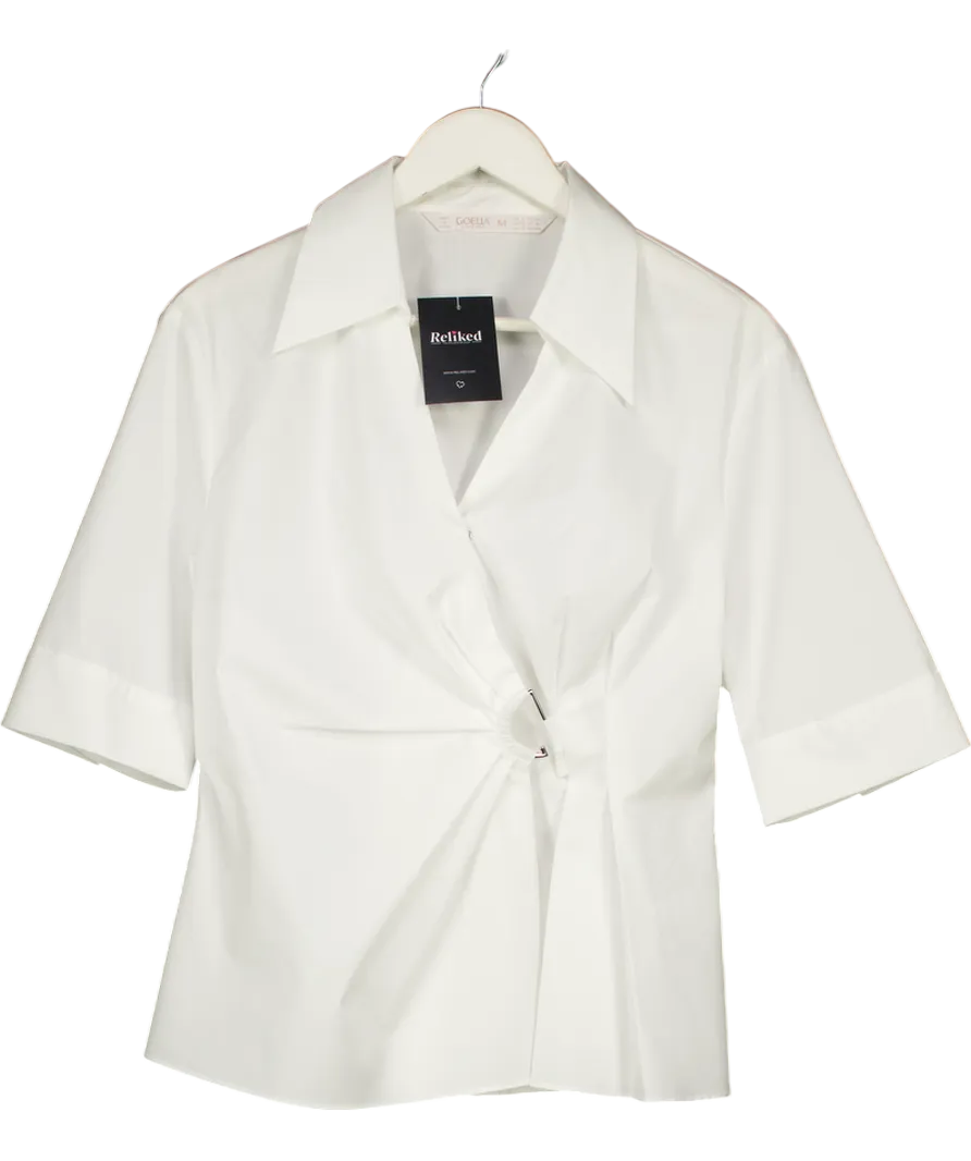 Goelia White Wrap Detail Short Sleeve Blouse UK M