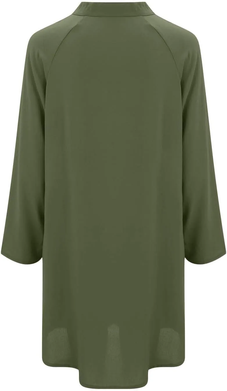 GOKKILRW Womens Cotton Linen T-Shirt Dresses Loose Button Down Long Sleeve Blouses Midi Dress Flowy Casual Summer Shirt Dress