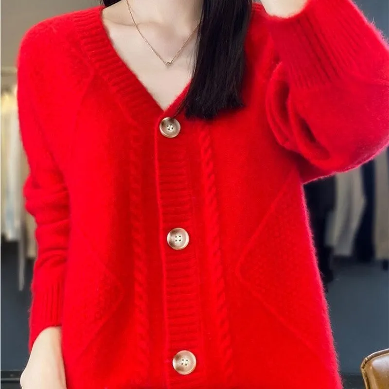 Herfst Specials Los Slouchy Faux Kasjmier Button Front Cardigan Sweaters voor dames