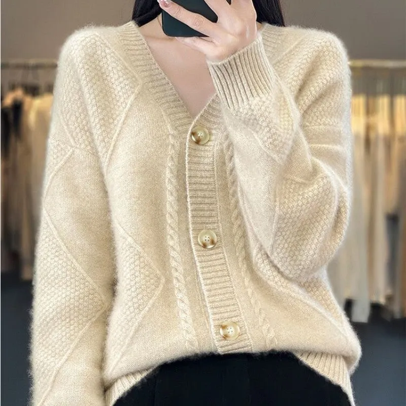 Herfst Specials Los Slouchy Faux Kasjmier Button Front Cardigan Sweaters voor dames