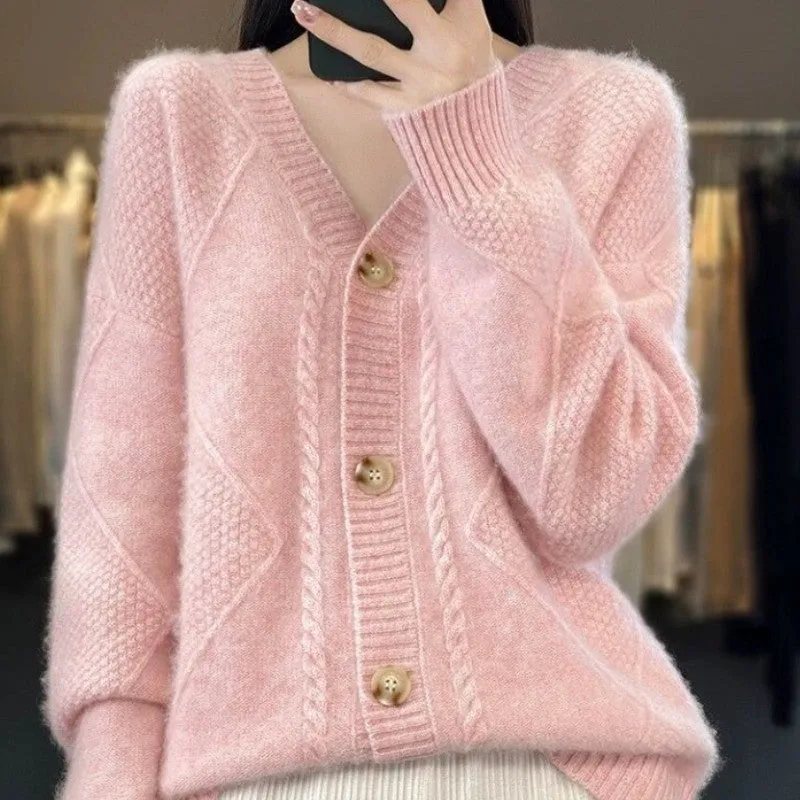 Herfst Specials Los Slouchy Faux Kasjmier Button Front Cardigan Sweaters voor dames