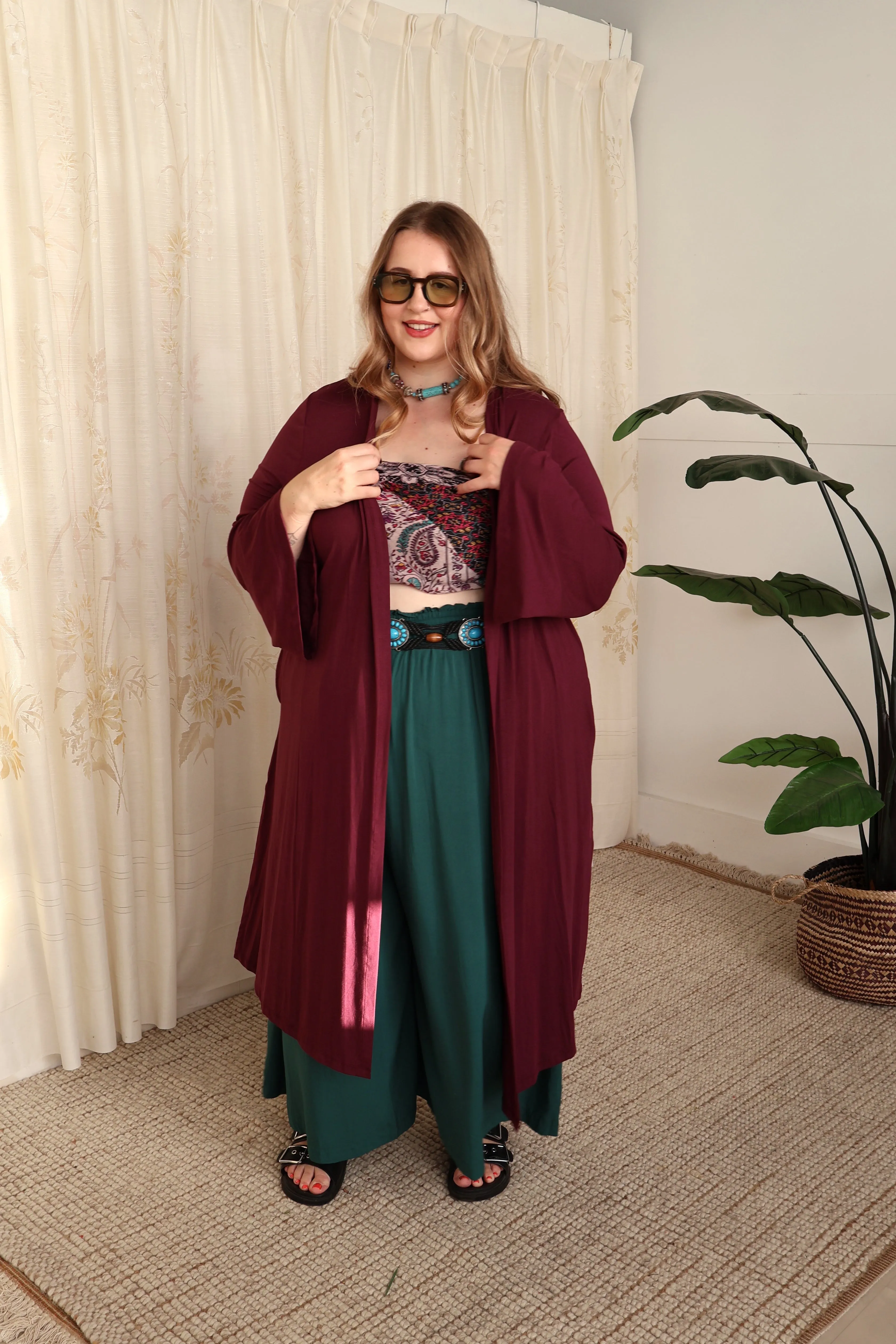 Kimono Cardigan Plum