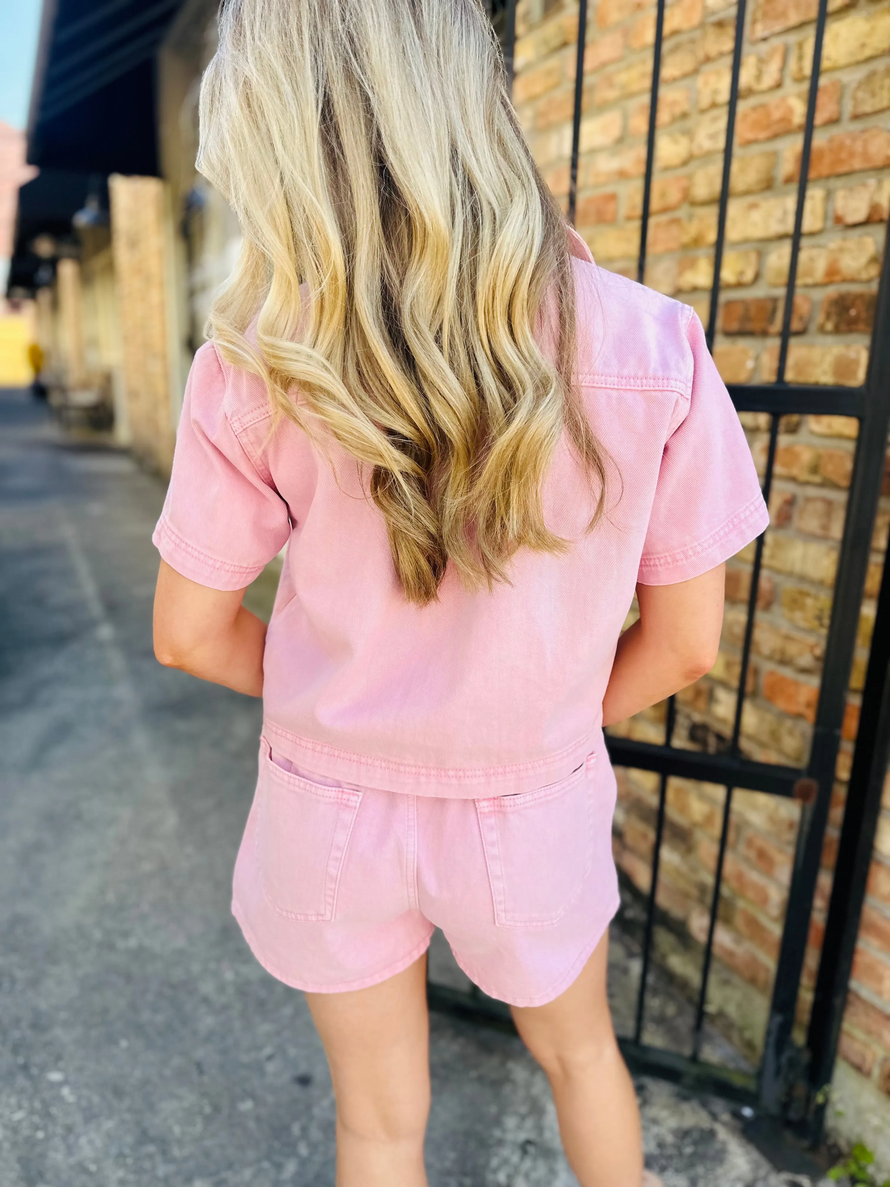 Loop Denim Top- Bubblegum