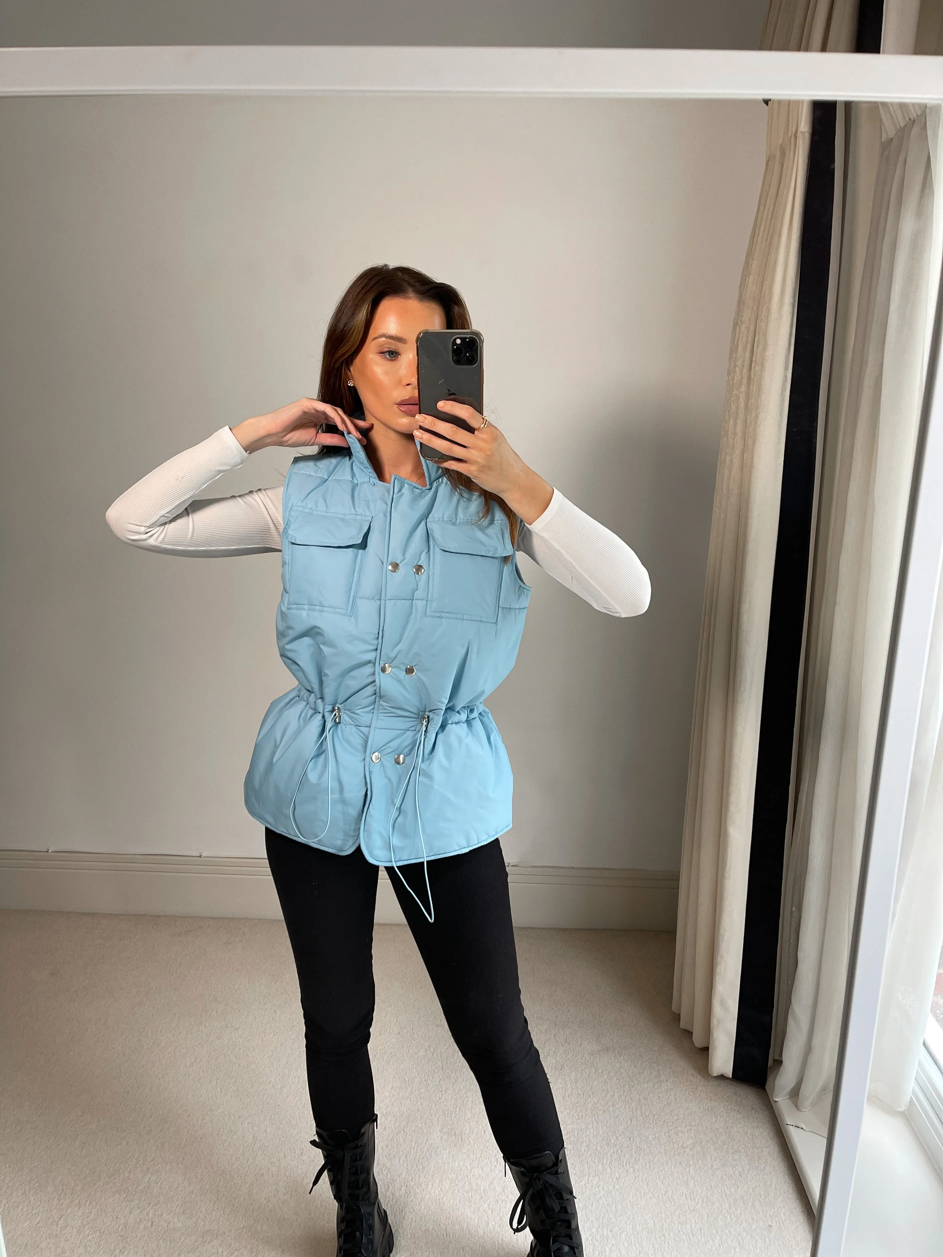 Lottie Blue Puffer Drawstring Gilet
