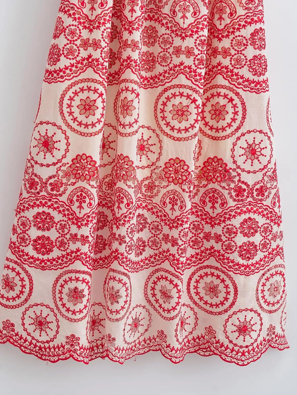 Melliflo Women Casual Bohemian Floral Embroidered Dress Casual Smocked Strap Open Back Swing Shift Sundress Party Beach Dress