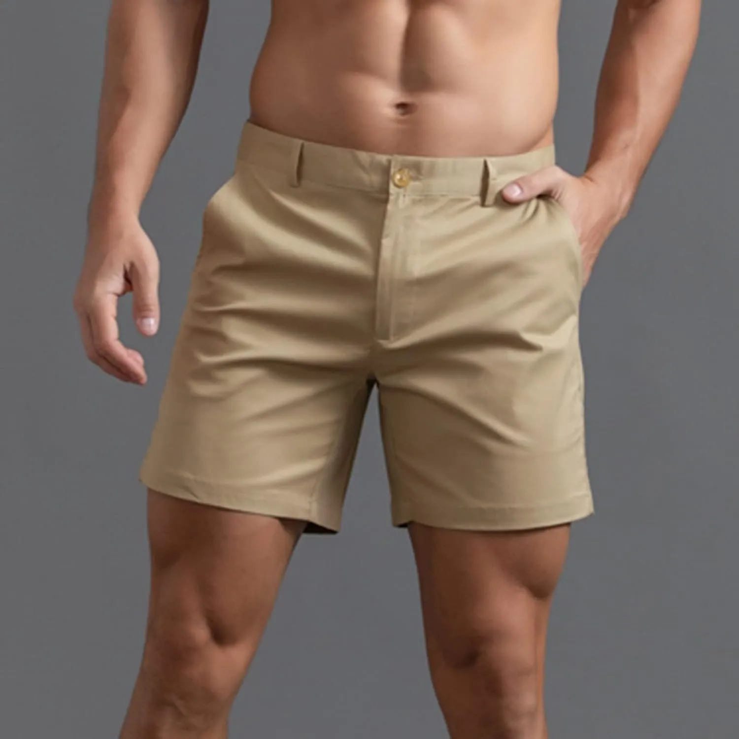 Mens Casual Cargo Shorts Solid Color Slim Fit Combat Elegant Hipster Travel Pants Straight Leg Outdoor Vacation Beach Shorts