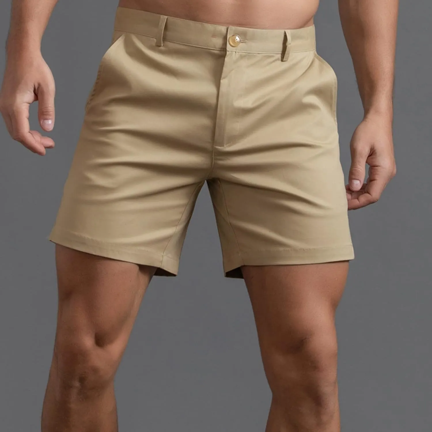 Mens Casual Cargo Shorts Solid Color Slim Fit Combat Elegant Hipster Travel Pants Straight Leg Outdoor Vacation Beach Shorts