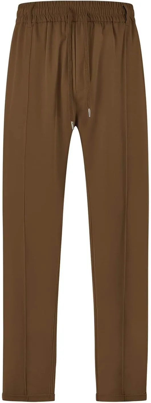 Mens Linen Pants Casual Elastic Waist Comfy Drawstring Lightweight Summer Beach Trousers with Pockets Flexible Joggers