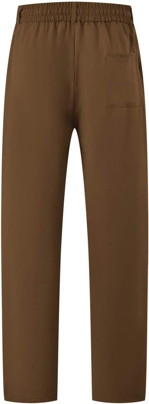 Mens Linen Pants Casual Elastic Waist Comfy Drawstring Lightweight Summer Beach Trousers with Pockets Flexible Joggers