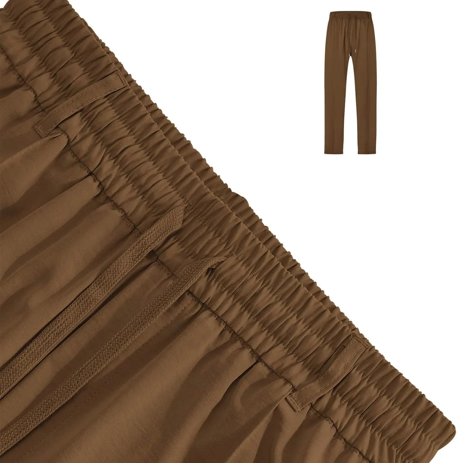 Mens Linen Pants Casual Elastic Waist Comfy Drawstring Lightweight Summer Beach Trousers with Pockets Flexible Joggers