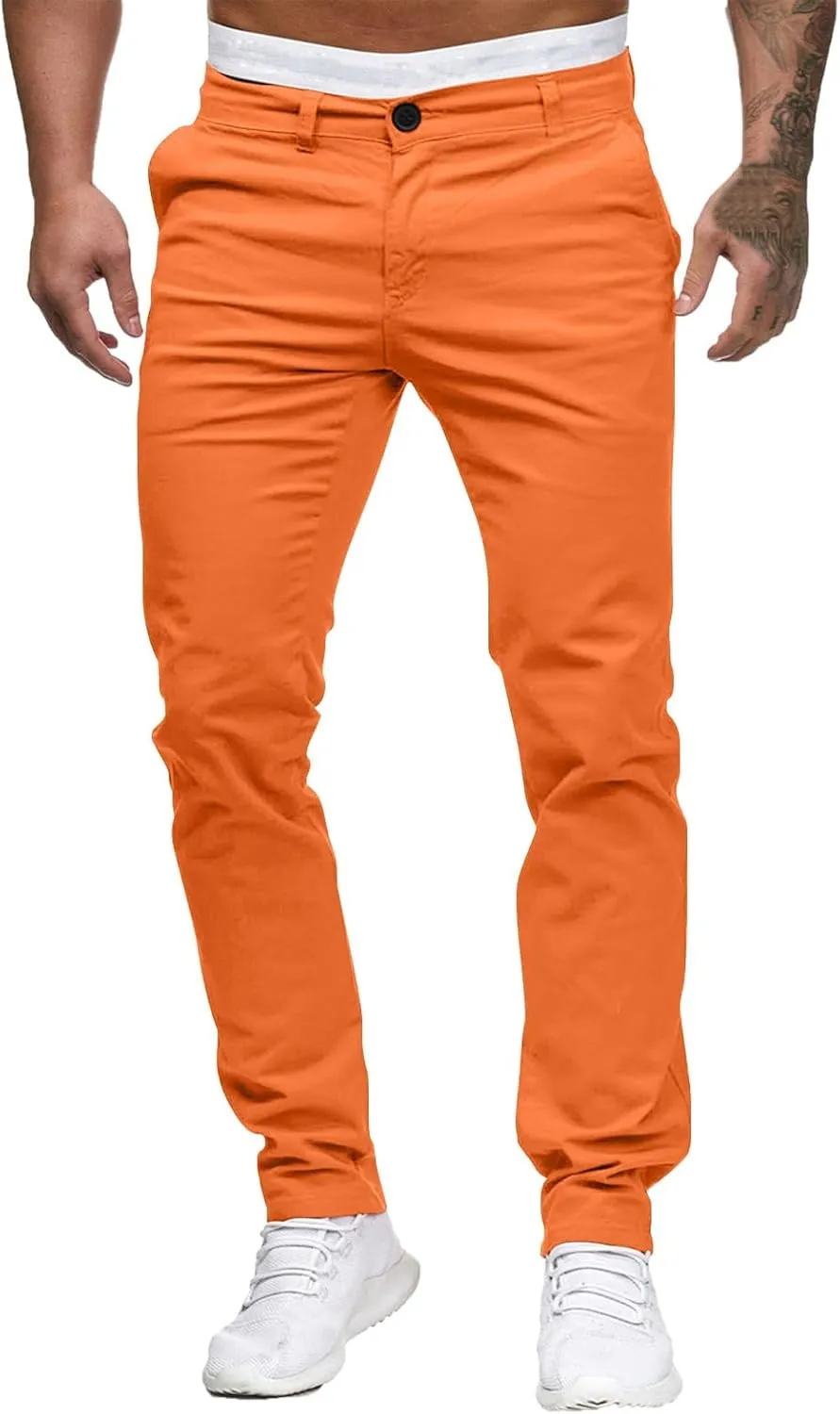 Men's Waterproof Hiking Pants Slim Fit Joggers Stretch Quick Dry Outdoor Pants with Pockets Skinny Buttoned Trousers