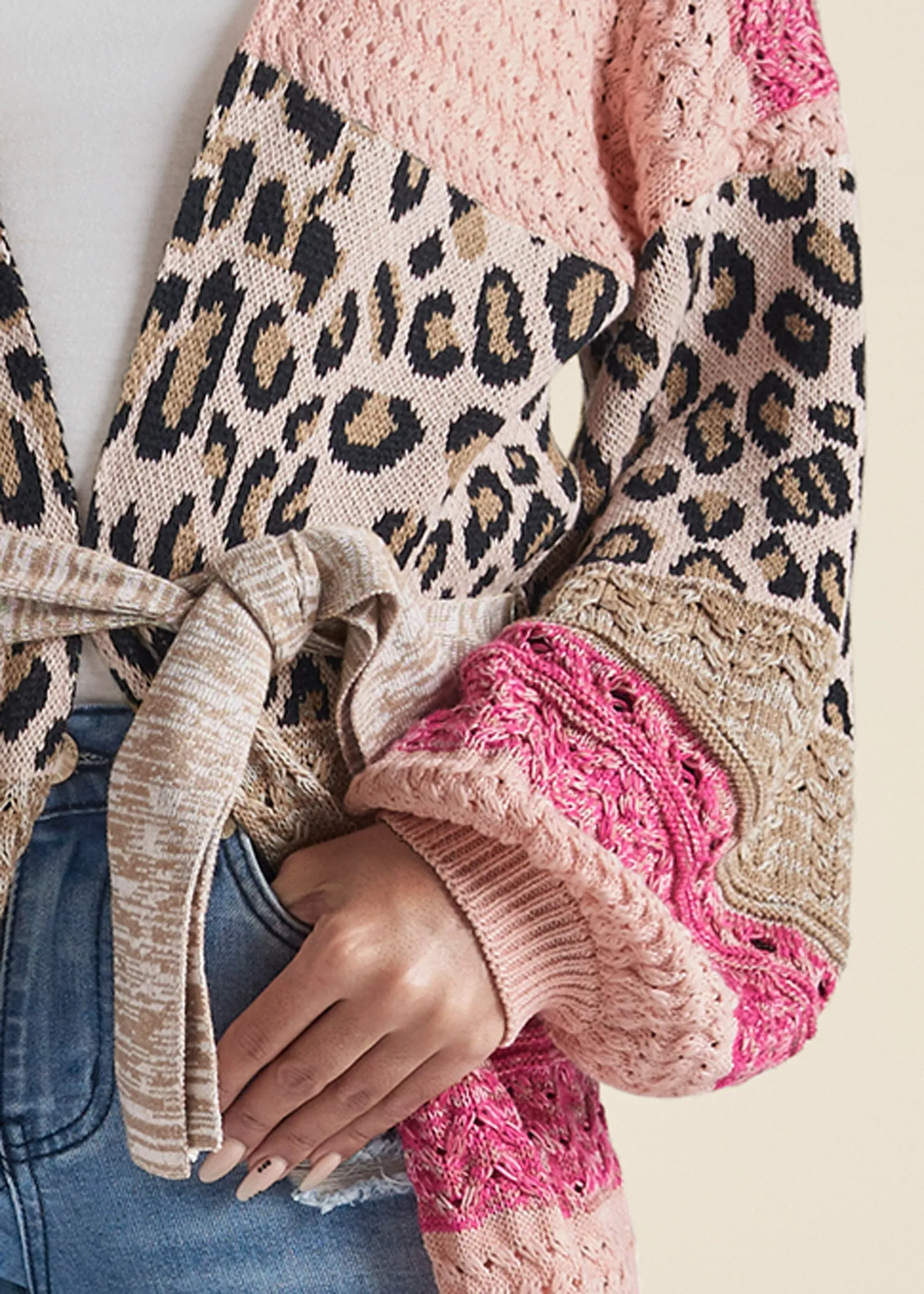 Mixed Print Belted Duster - Pink Multi