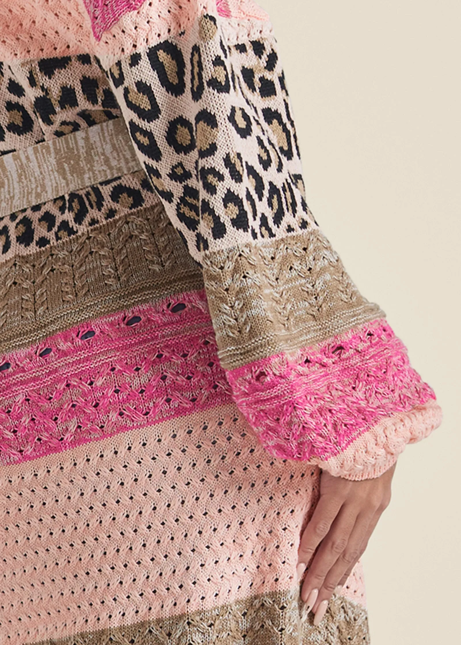 Mixed Print Belted Duster - Pink Multi