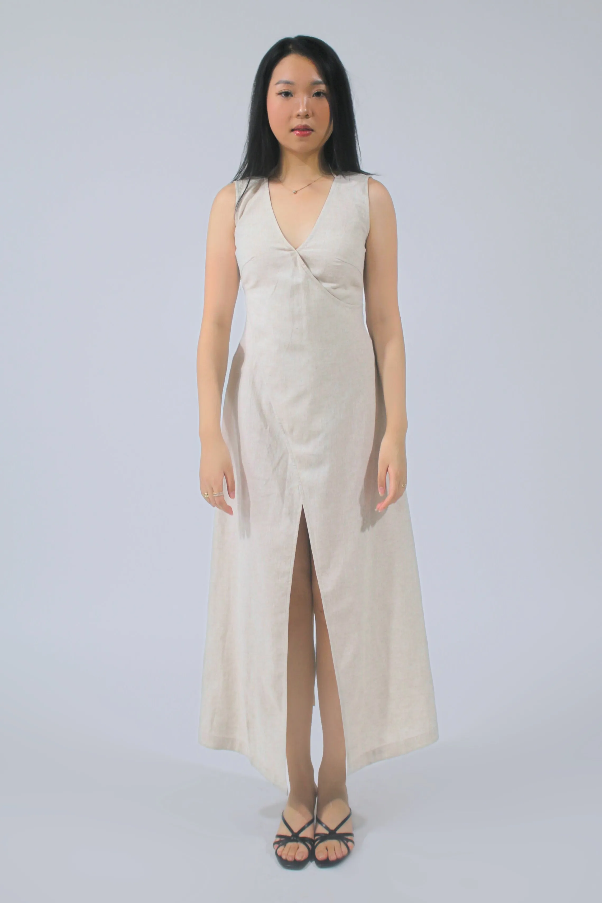 Riley 100% Linen Split Maxi Dress