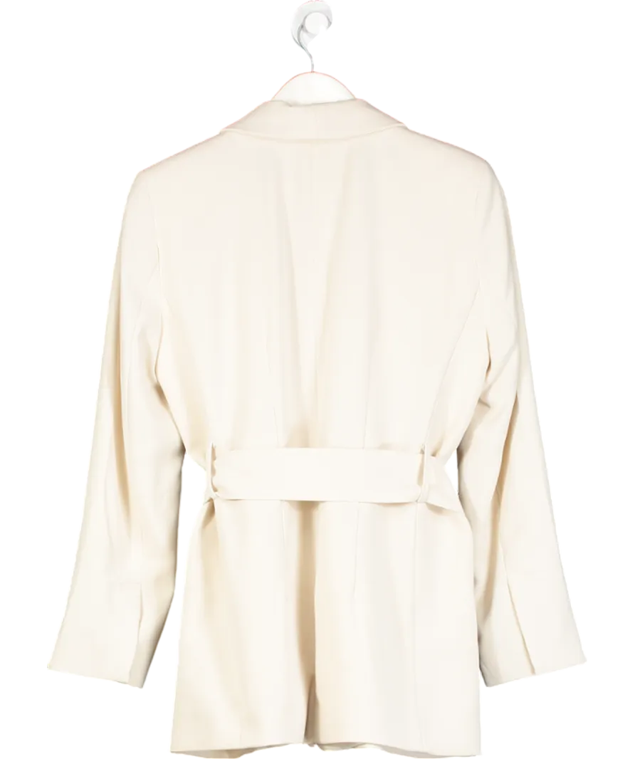 River Island Cream Belted Longline Blazer UK 10