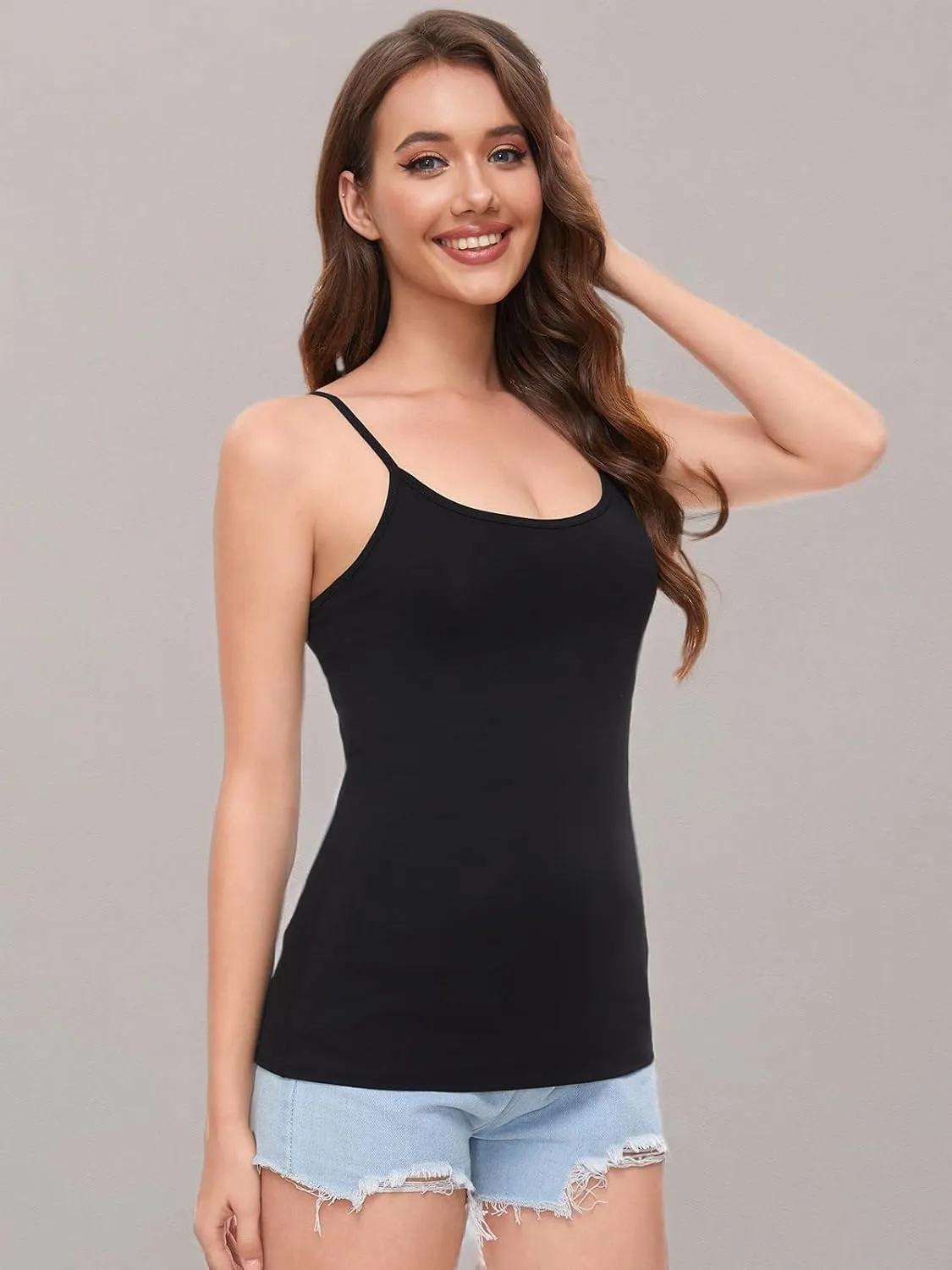 Rosyline Cotton Camisole for Women Adjustable Spaghetti Strap Tank top Basic Cami Undershirt