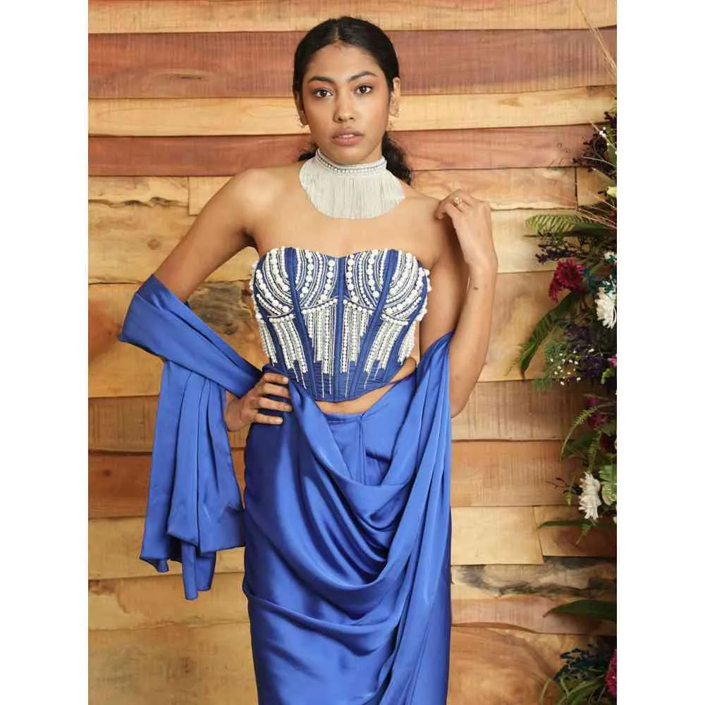 Saanjh by Lea Aalia Sapphire Wrap Pre-Stitched Saree