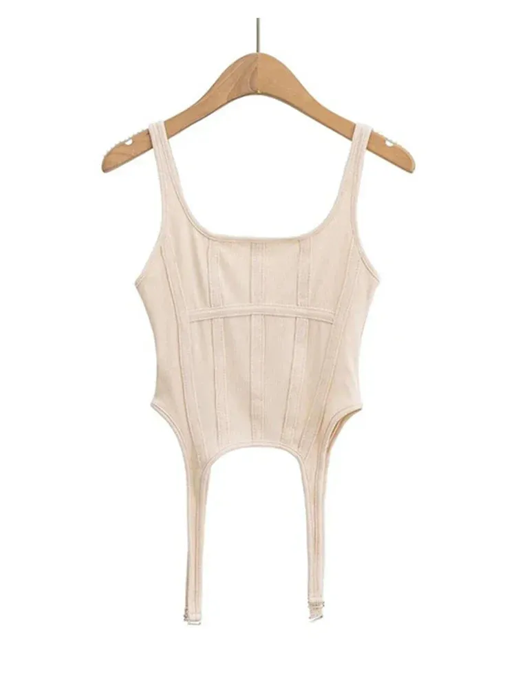 Square Neck Sleeveless Short Tops Tee