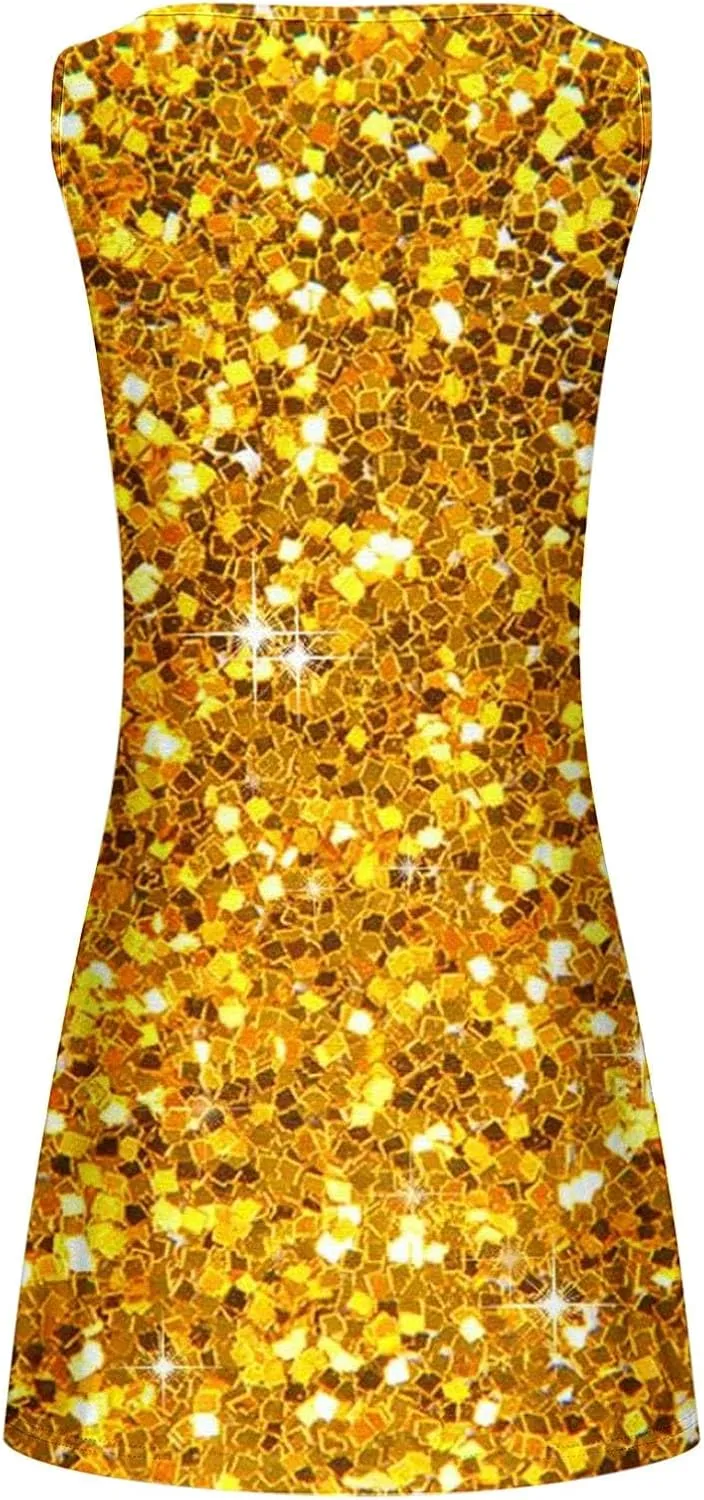 Sundresses for Women 2024 Trendy Sleeveless Elegant Mini Dress Slim Fit Crewneck A Line Boho Beach Sundress