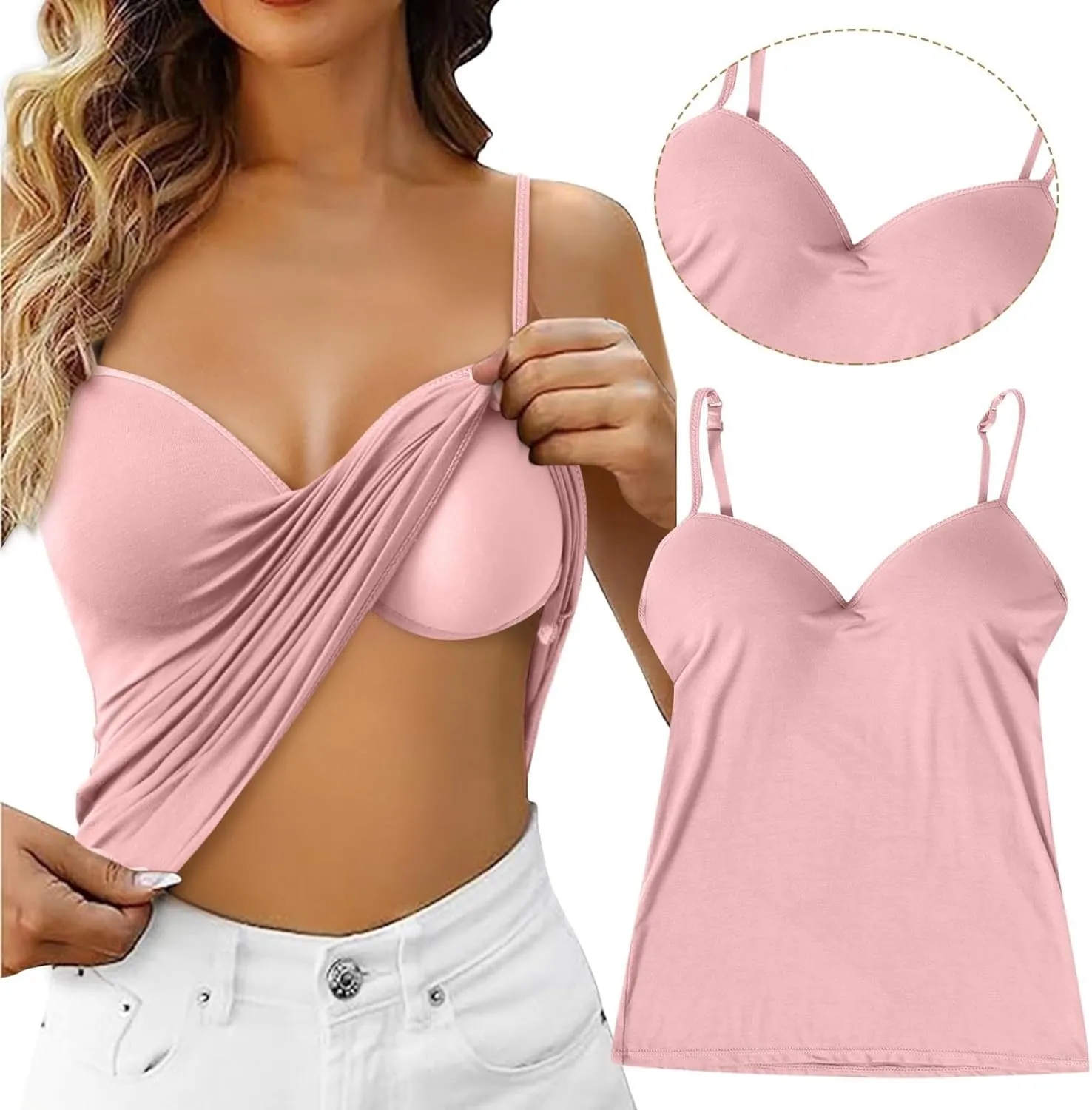 Tank Tops for Women with Built in Bras 2025 Summer Sexy Padded Camisole Tops Undershirt Casual Comfy Yoga Workout Tank Shirts