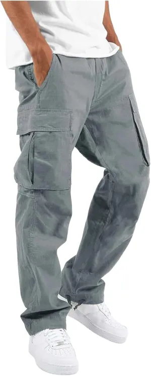 Vickyleb Men's Cargo Pants Casual Athletic Hiking Pants Joggers Loose Fit Cotton Straight Workout Sweatpants for Men