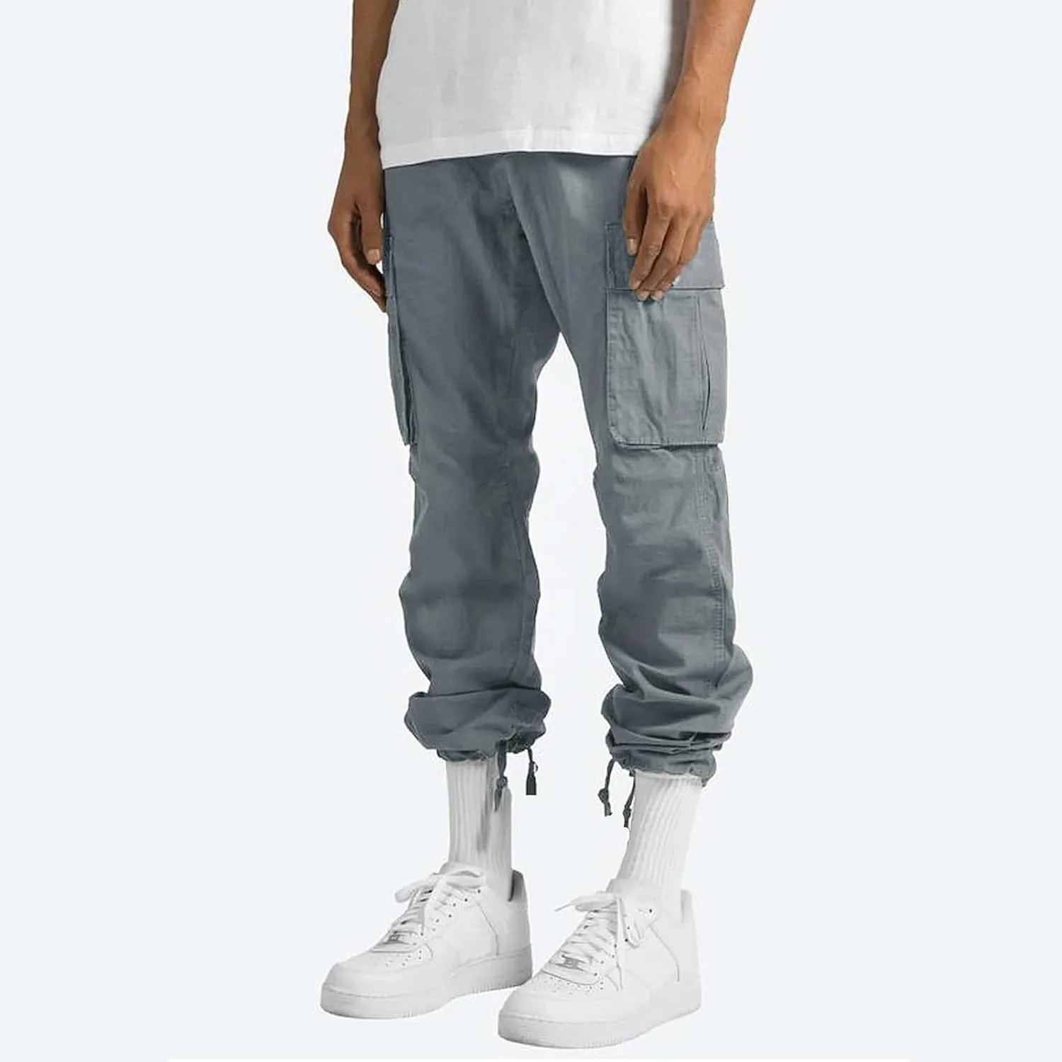 Vickyleb Men's Cargo Pants Casual Athletic Hiking Pants Joggers Loose Fit Cotton Straight Workout Sweatpants for Men