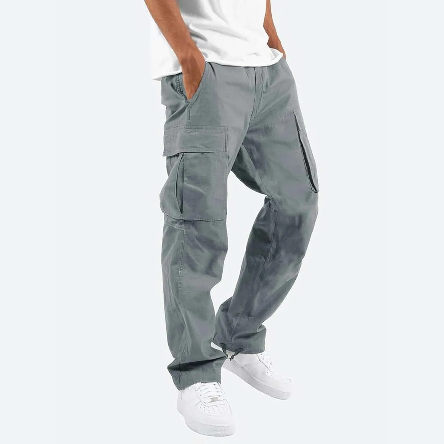 Vickyleb Men's Cargo Pants Casual Athletic Hiking Pants Joggers Loose Fit Cotton Straight Workout Sweatpants for Men