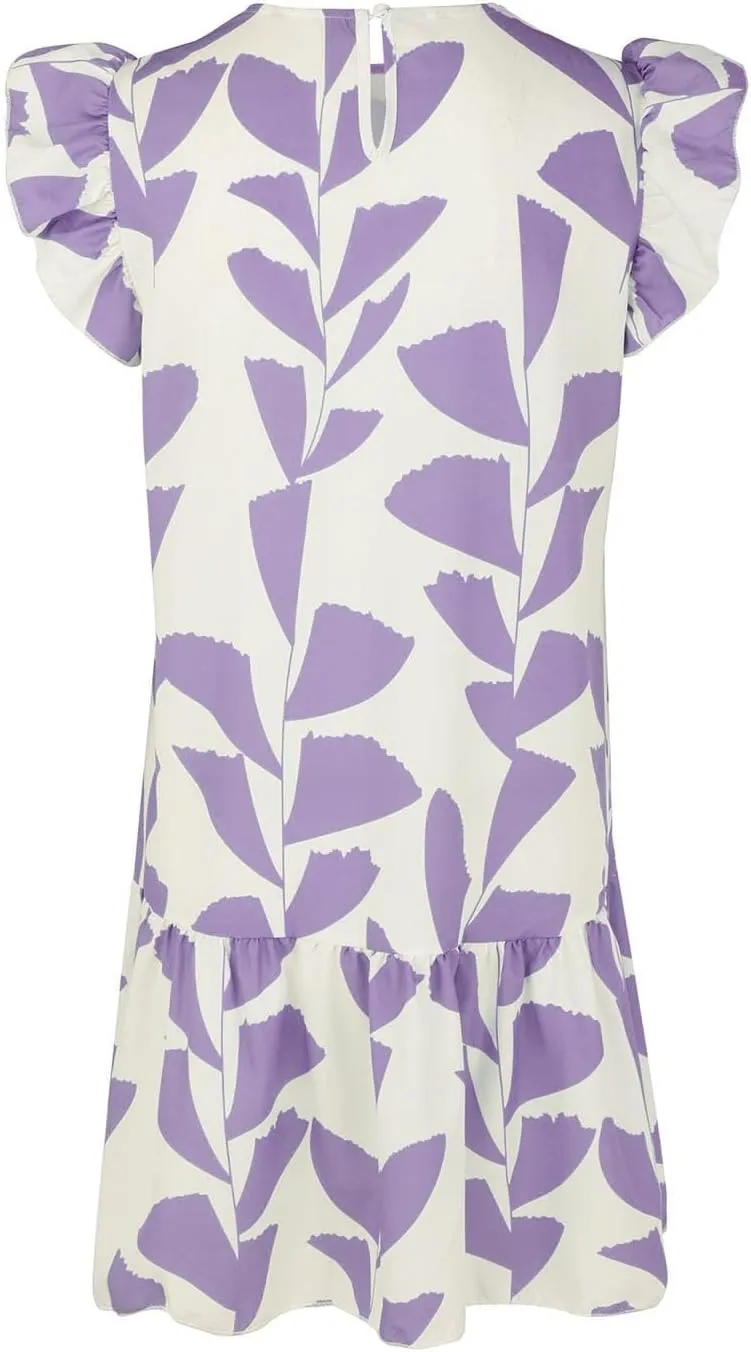 Women 2024 Summer Floral Dresses Outdoor Elegant Beach Vacation Dress Flutter Sleeve Ruffle Loose Casual Mini Sundress