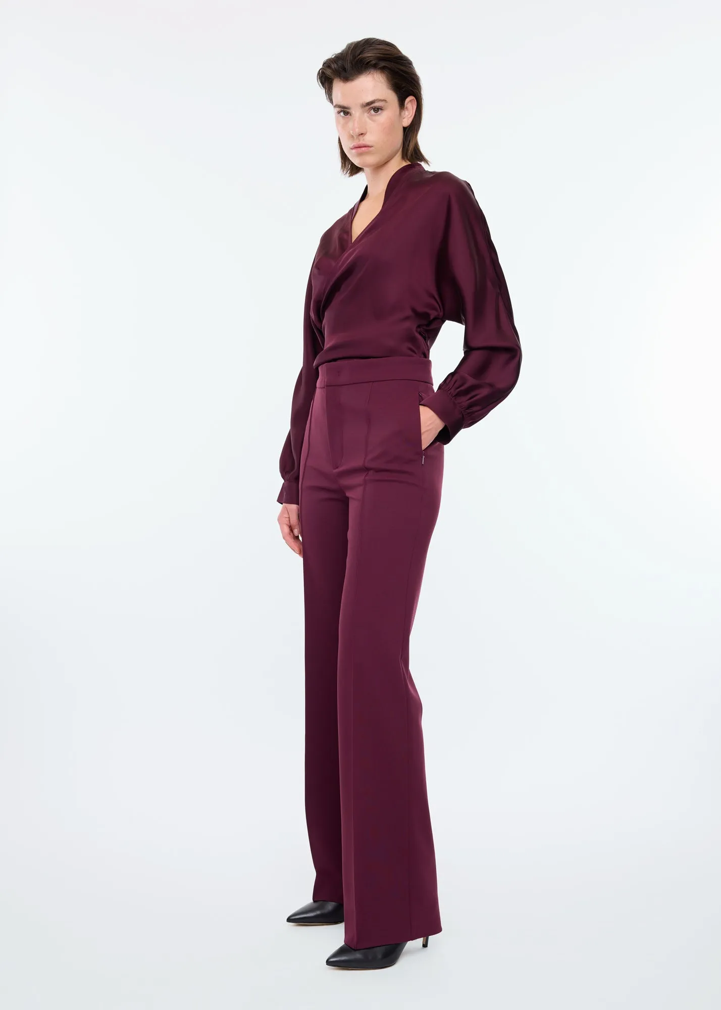 Wrap satin blouse