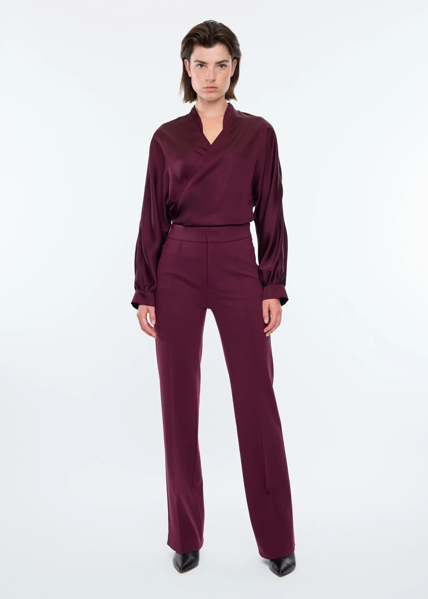 Wrap satin blouse