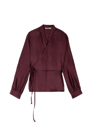Wrap satin blouse